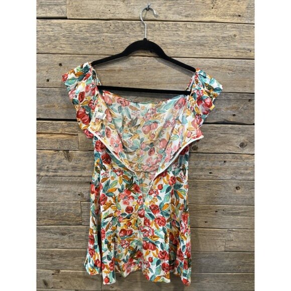 Forever 21 Women's White Floral Print Off Shoulder Mini Dress Size Small - Picture 7 of 8